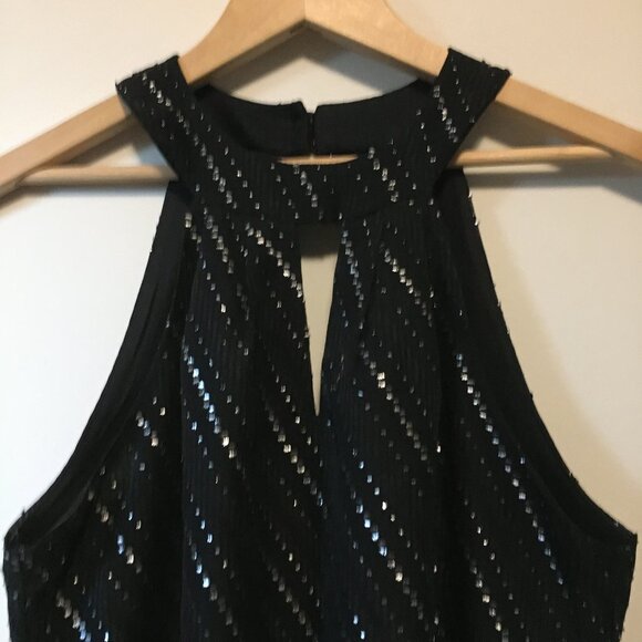 Made in Canada Glamour Witch Black and Silver High Rounded Neck Keyhole … - Picture 4 of 16